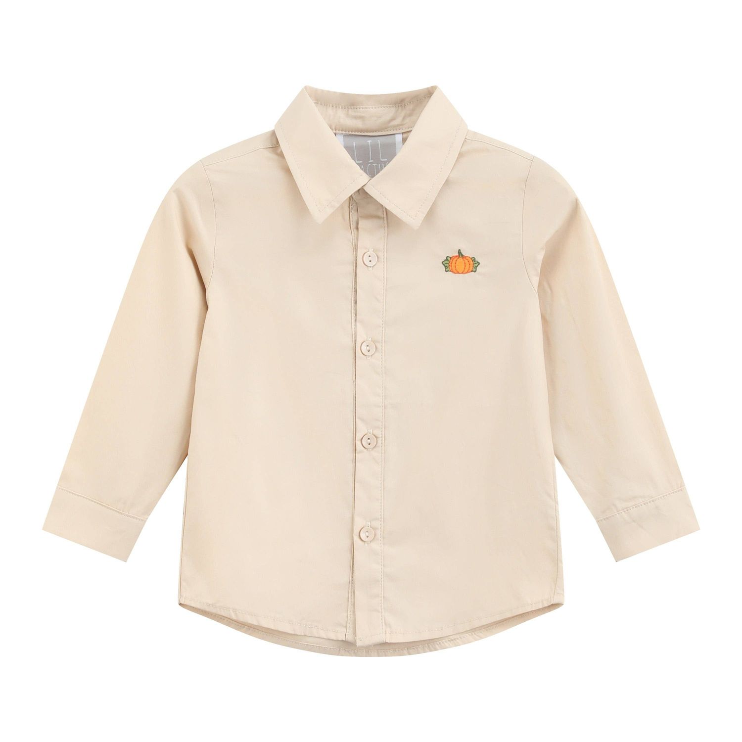 Boys Thanksgiving Cream Pumpkin Dress Shirt