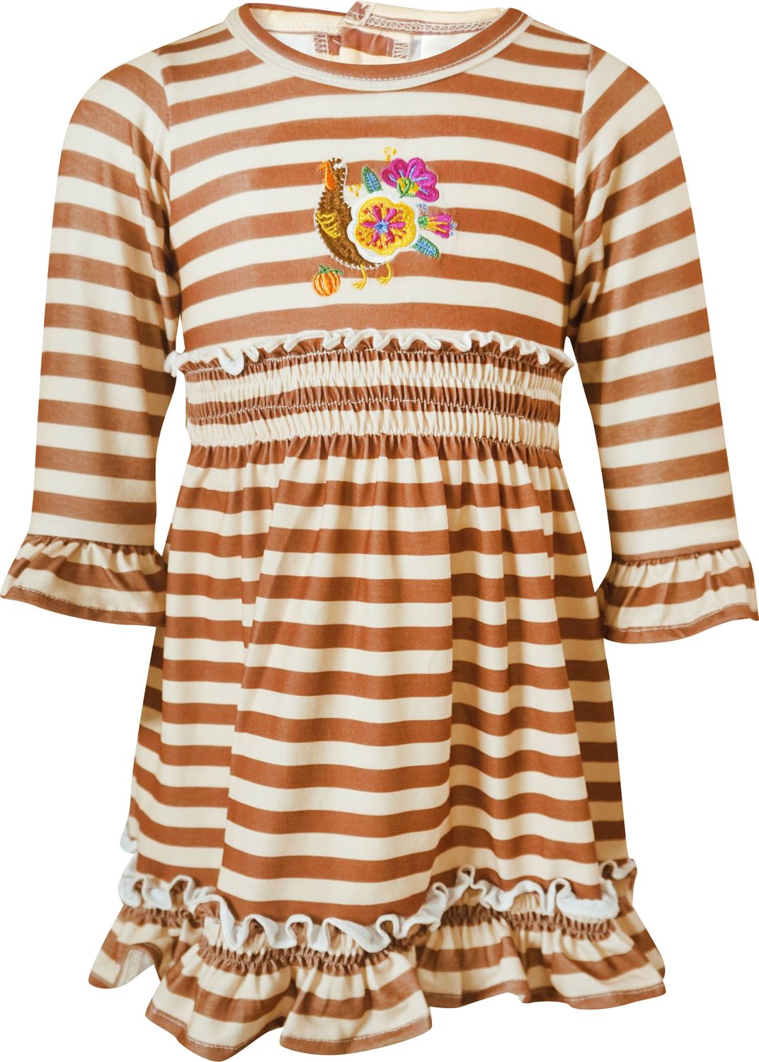 Girls Thanksgiving Turkey Stripes Dress