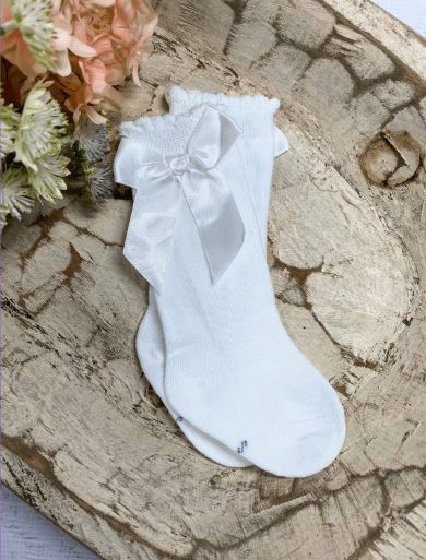 Girls Bow Socks, Size: S (6M-18M)
