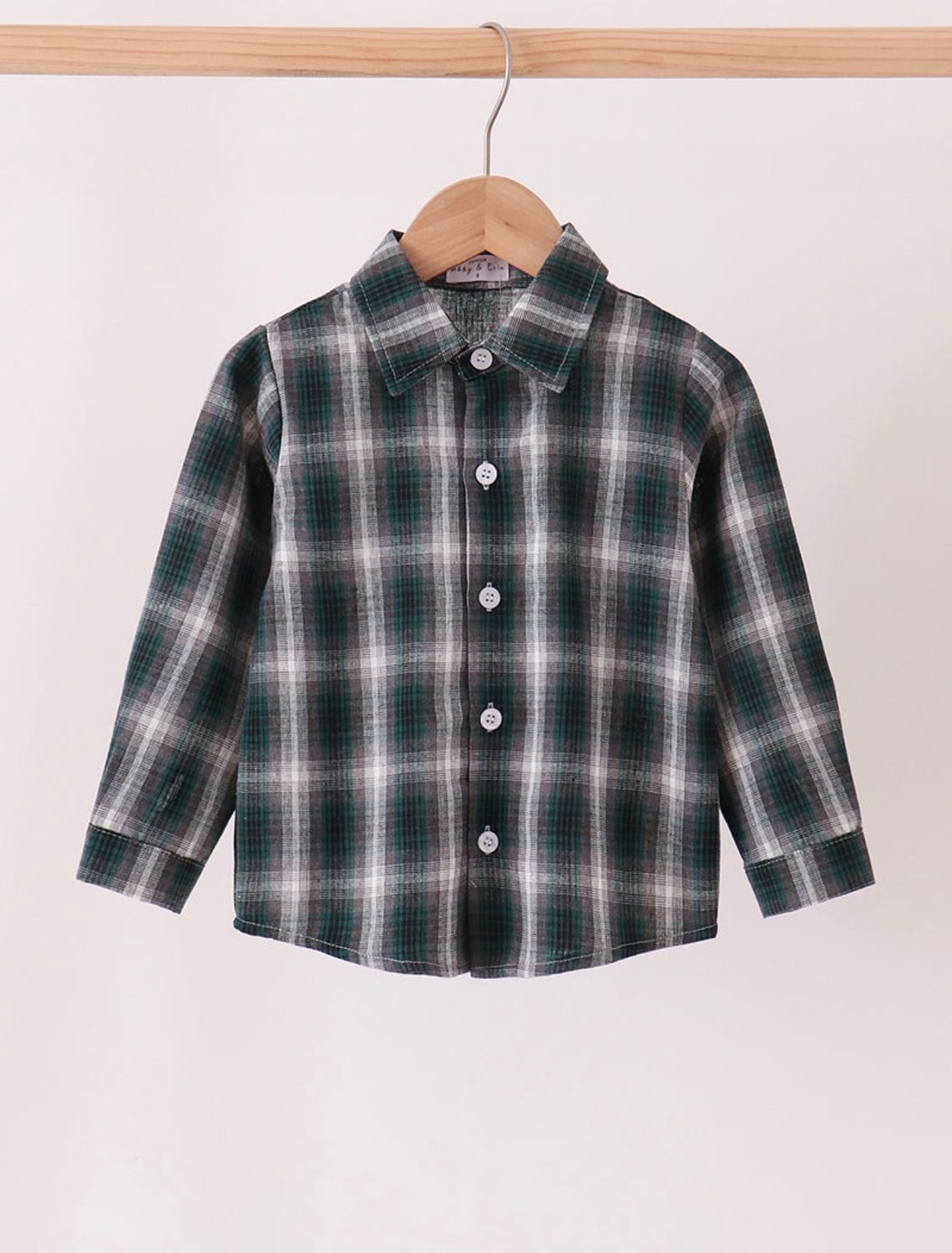 Boys Fall Green &amp; Grey Plaid Button Down