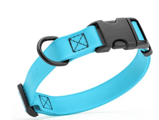 Dogline Biothane Waterproof Collar with Quick Release Buckle for Dogs, Cyan Blue, 1-in x 15-25-in