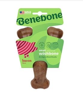 Benebone Bacon Flavored Wishbone Dog Chew Toy, Small