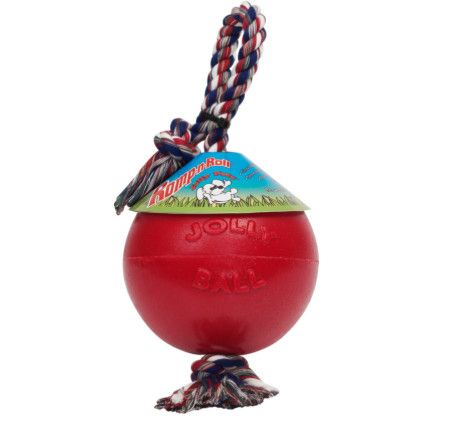 Jolly Pets Romp-n-Roll Dog Toy, Red, 8-in