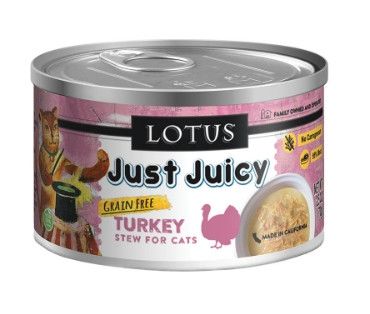 Lotus Just Juicy Turkey Stew Grain-Free Wet Cat Food Can, 2.5-oz