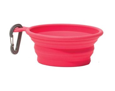 Messy Mutts Silicone Collapsible Dog Travel Bowl, Red, 3-Cup
