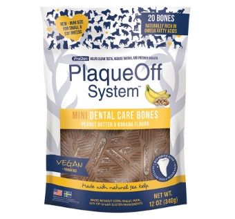 ProDen PlaqueOff System Mini Dental Care Bones Peanut Butter & Banana Dog Treats, 12-oz