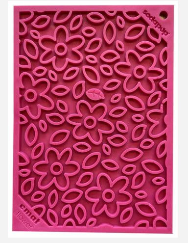 SodaPup eMat Flower Power Design Enrichment Lick Mat Dog Slow Feeder, Pink, Small