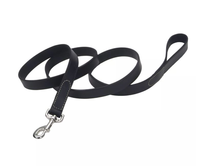 Circle T Oak Tanned Leather Dog Leash, Black, 1-in x 6-in