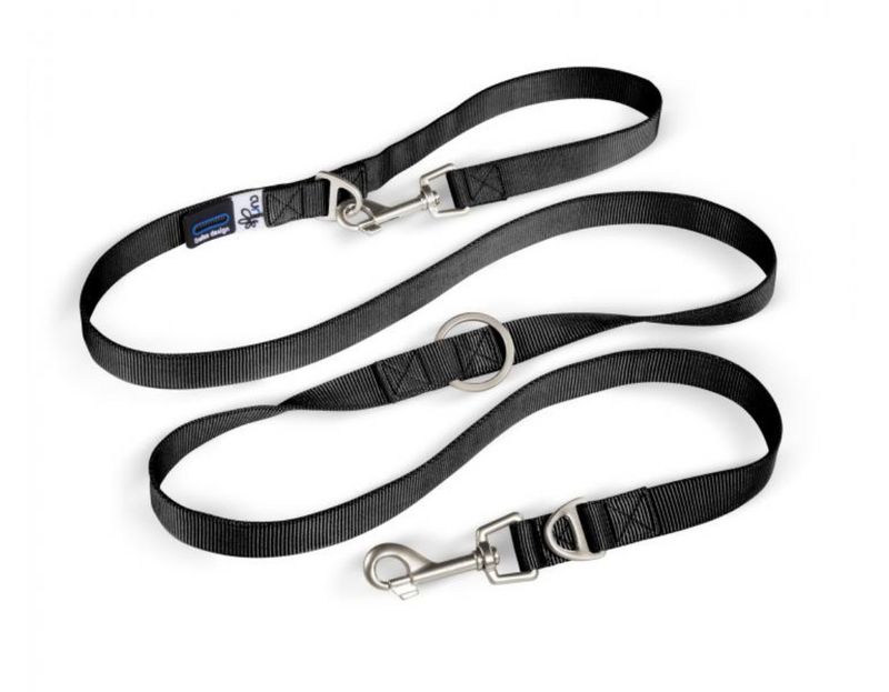 Curli Nylon Adjustable Dog Leash, Black, Medium