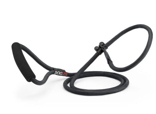 Dogline Round Nylon Slip Dog Leash, Black, 1/3-in x 6-ft