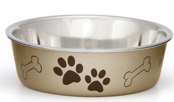 Loving Pets Bella Bowls Pet Bowl, Metallic Champagne, Large