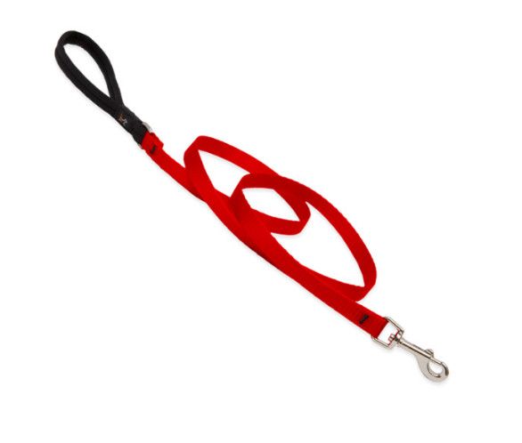 Lupine Pet Basic Solids Dog Leash, Red, 1-in x 6-ft