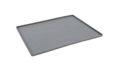 Messy Mutts & Cats Silicone Non-Slip Bowl Mat with Raised Edge for Pets, Grey, Small