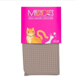 Messy Cats Silicone Litter Mat with Soft Graduated Spikes for Cats, Grey, 18-in x 14-in