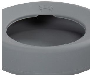 Messy Mutts Silicone Non-Spill Travel Dog Bowl, Cool Grey, 5.25-cup