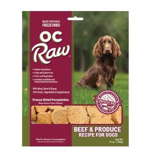OC Raw Dog Beef & Produce Sliders Raw Freeze-Dried Dog Food, 14-oz