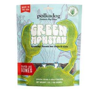 Polkadog Green Monstah Bone Shaped Dog & Cat Treats, 7-oz