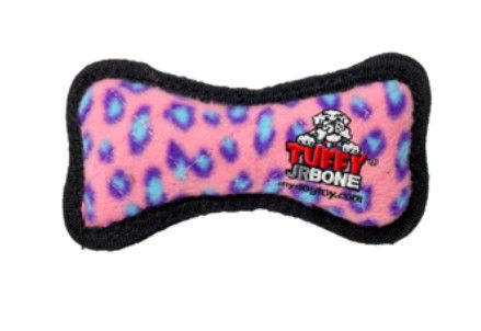 Tuffy Bone Dog Toy, Pink Leopard, Junior