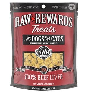Northwest Naturals Raw Rewards Beef Liver Freeze Dried Dog & Cats Treats, 3-oz