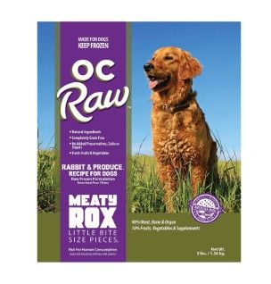 OC Raw Dog Rabbit & Produce Meaty Rox Raw Frozen Dog Food, 3-lb