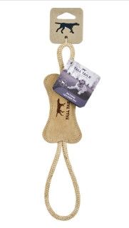 Tall Tails Natural Leather Bone Tug Dog Toy, 12-in