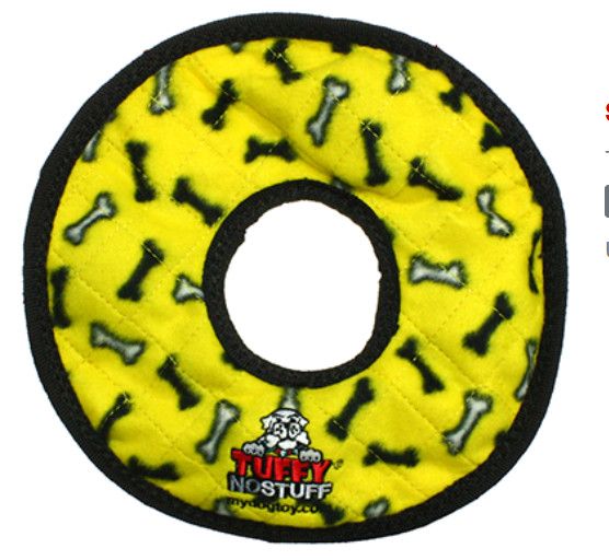 Tuffy No Stuff Ultimate Ring Dog Toy, Yellow Bone