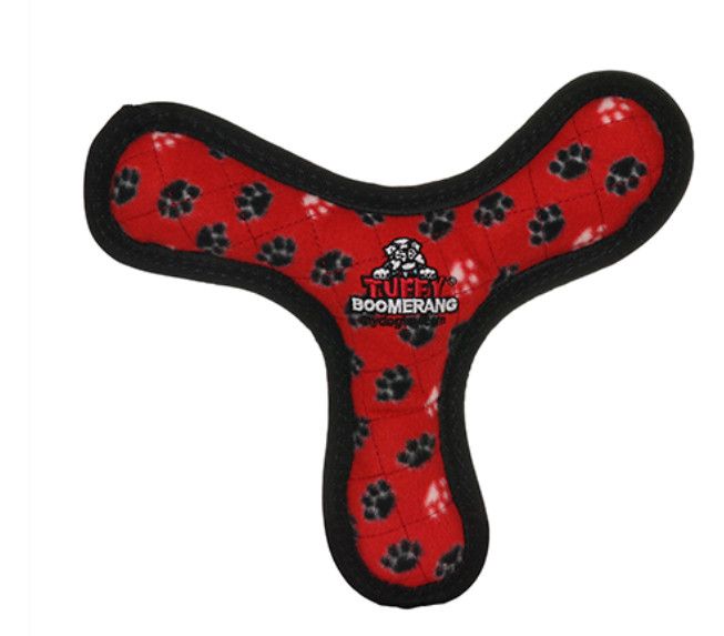 Tuffy Junior Ultimate Bowmerang Dog Toy, Red Paws