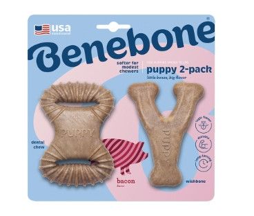 Benebone Puppy Pack Bacon Flavor Puppy Chew Toy, 2-count