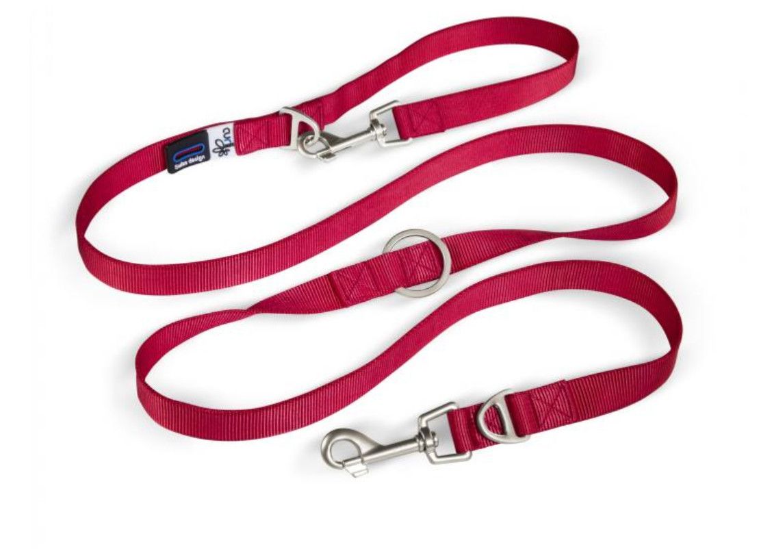Curli Nylon Adjustable Dog Leash, Red, Medium