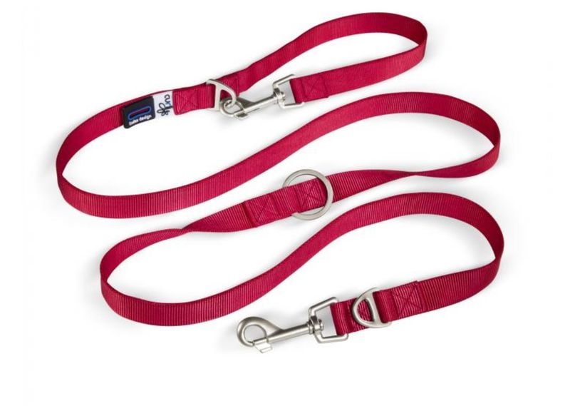 Curli Nylon Adjustable Dog Leash, Red, Medium