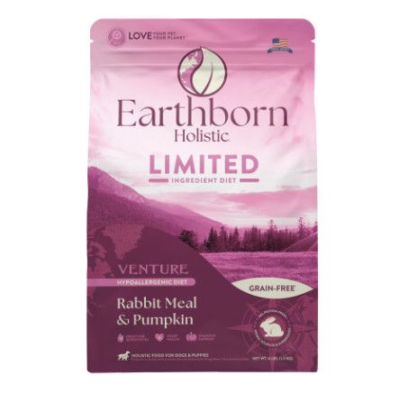 Earthborn Holistic Venture Limited Ingredient Rabbit Meal & Pumpkin Grain-Free Dry Dog Food, 4-lb