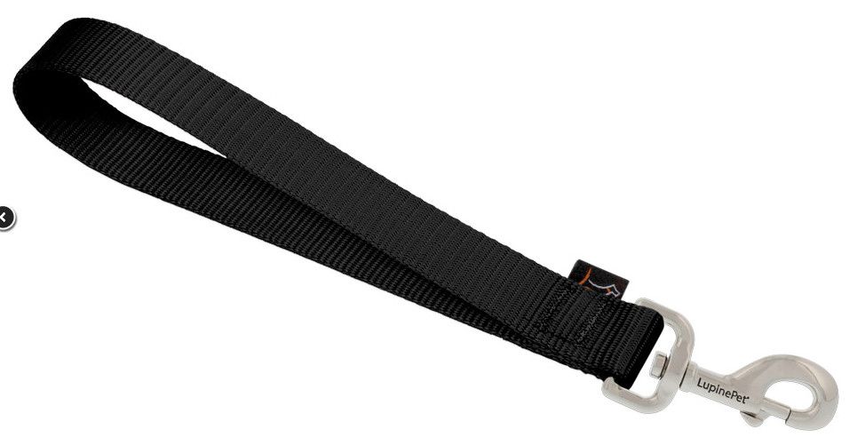 Lupine Pet Basic Solids Dog Leash, Black, 1-in x 2-ft