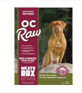 OC Raw Dog Beef & Produce Meaty Rox Raw Frozen Dog Food, 7-lb
