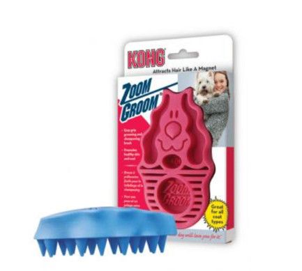 KONG ZoomGroom Dog Brush, Rasberry