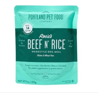 Portland Pet Food Rosie’s Beef N Rice Ready to Eat Pouch Wet Dog Food, 9-oz