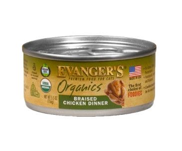 Evanger's Organics Braised Chicken Dinner Wet Cat Food Can, 5.5-oz