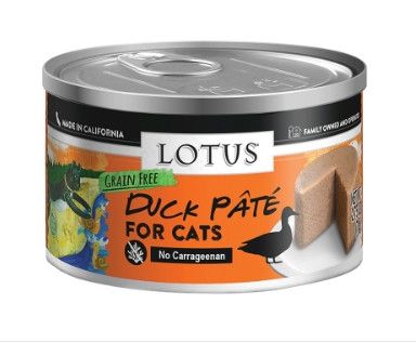 Lotus Duck Pate Grain-Free Wet Cat Food Can, 2.75-oz