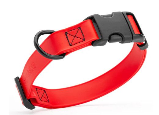 Dogline Biothane Waterproof Collar with Quick Release Buckle for Dogs, Red, 3/4-in x 12-19-in