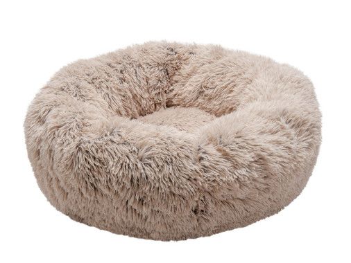 FurHaven Calming Cuddler Long Fur Donut Dog Bed, Taupe, Small