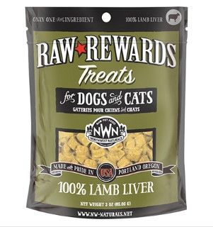 Northwest Naturals Raw Rewards Lamb Liver Freeze-Dried Dog & Cats Treats, 3-oz