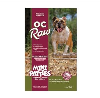 OC Raw Dog Beef & Produce Sliders Raw Frozen Dog Food, 4-lb