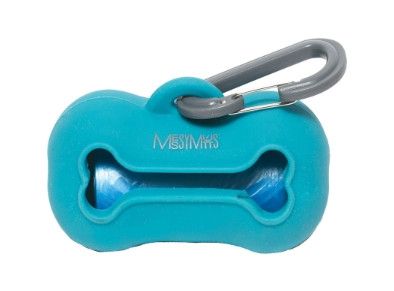 Messy Mutts Silicone Dog Waste Bag Holder, Blue, 3.5-in x 2.5-in