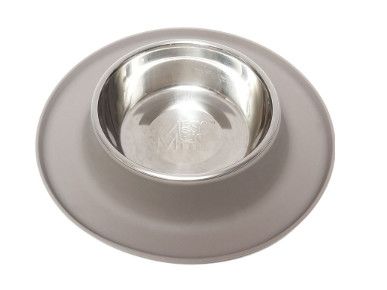 Messy Mutts Single Silicone Feeder with Stainless Bowl for Dogs, Grey, X-Large