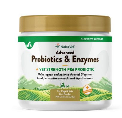 NaturVet Advanced Probiotics & Enzymes Plus Vet Strength PB6 Probiotic Cat & Dog Powder, 8-oz