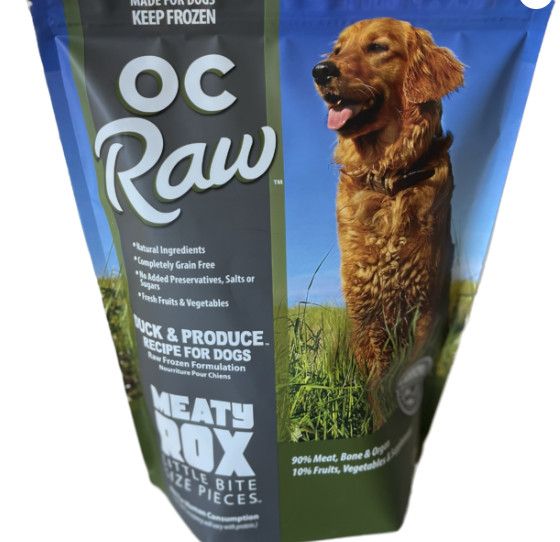 OC Raw Dog Duck & Produce Meaty Rox Frozen Dog Food, 3-lb