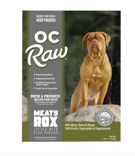 OC Raw Dog Duck & Produce Meaty Rox Frozen Dog Food, 7-lb