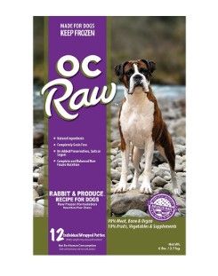 OC Raw Dog Rabbit & Produce Patties Raw Frozen Dog Food, 6-lb