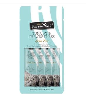 Fussie Cat Tuna with Prawns Puree Cat Treats, 4-count