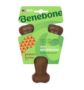 Benebone Peanut Butter Flavored Wishbone Dog Chew Toy, Small