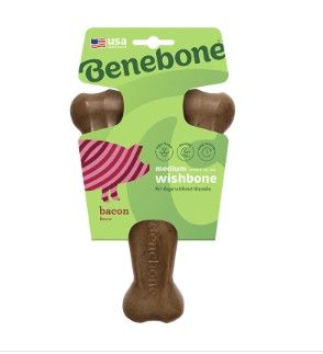 Benebone Bacon Flavored Wishbone Dog Chew Toy, Medium